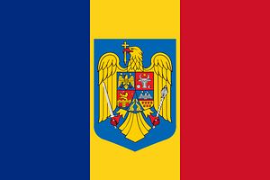 Flag and coat of arms of Romania (1992–2016)