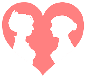 Women in Red Logo - Jane Austen and Kamma Rahbek