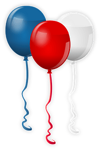 Blue, red and white ballon