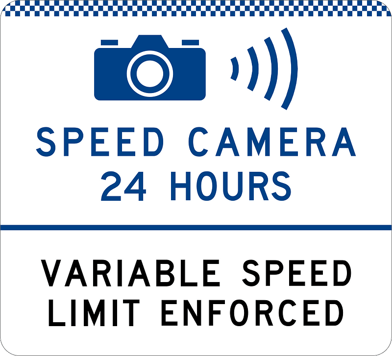(G6-327-1) Speed Camera (24 Hours) (Variable Speed Limit Enforced) (Used in New South Wales)