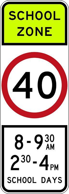 (R4-V106) 40 km/h Speed Limit School Zone (Used in Victoria)