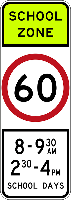 (R4-V106) 60 km/h Speed Limit School Zone (Used in Victoria)