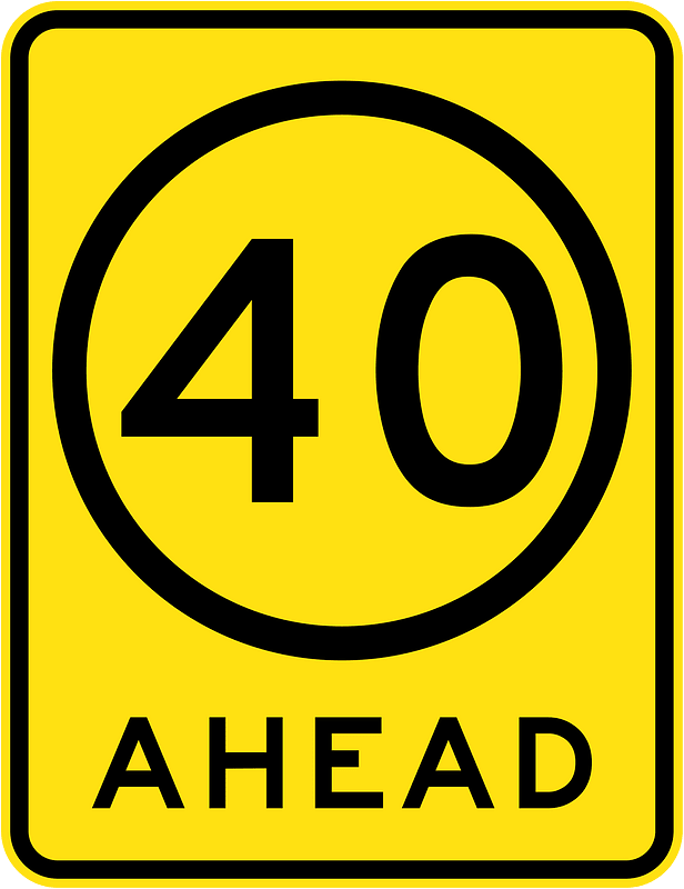 (R4-V108) 40 km/h Speed Limit Ahead (Used in Victoria)