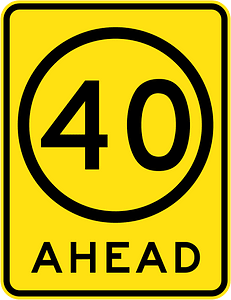 (R4-V108) 40 km/h Speed Limit Ahead (Used in Victoria)