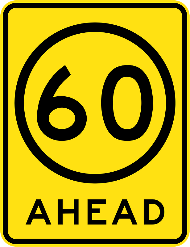 (R4-V108) 60 km/h Speed Limit Ahead (Used in Victoria)