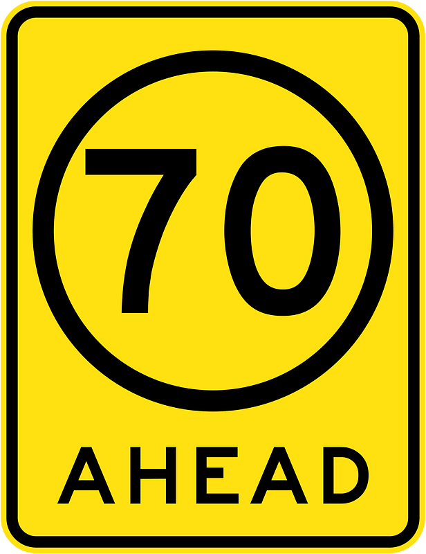 (R4-V108) 70 km/h Speed Limit Ahead (Used in Victoria)
