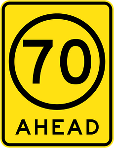 (R4-V108) 70 km/h Speed Limit Ahead (Used in Victoria)