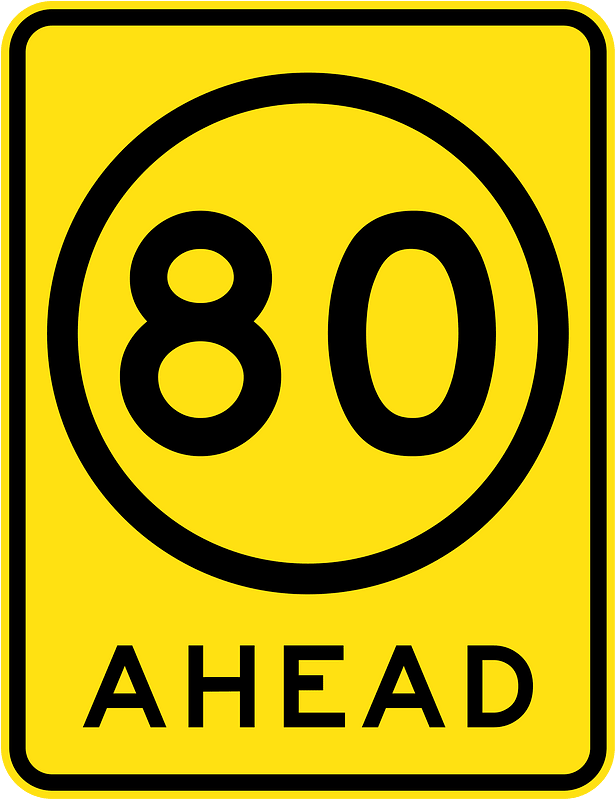 (R4-V108) 80 km/h Speed Limit Ahead (Used in Victoria)
