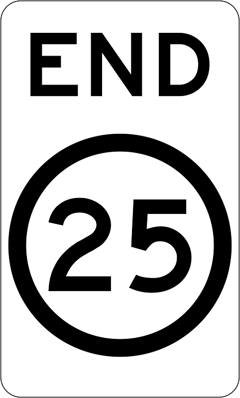 (R4-12) End of 25 km/h Speed Limit