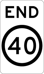 (R4-12) End of 40 km/h Speed Limit