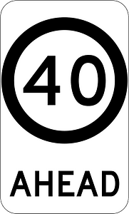 (G9-79) 40 km/h Speed Limit Ahead