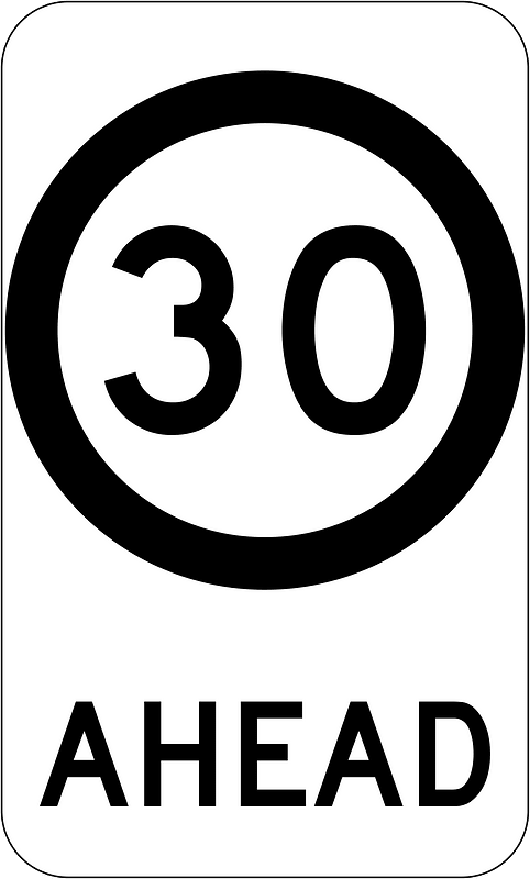 (G9-79) 30 km/h Speed Limit Ahead