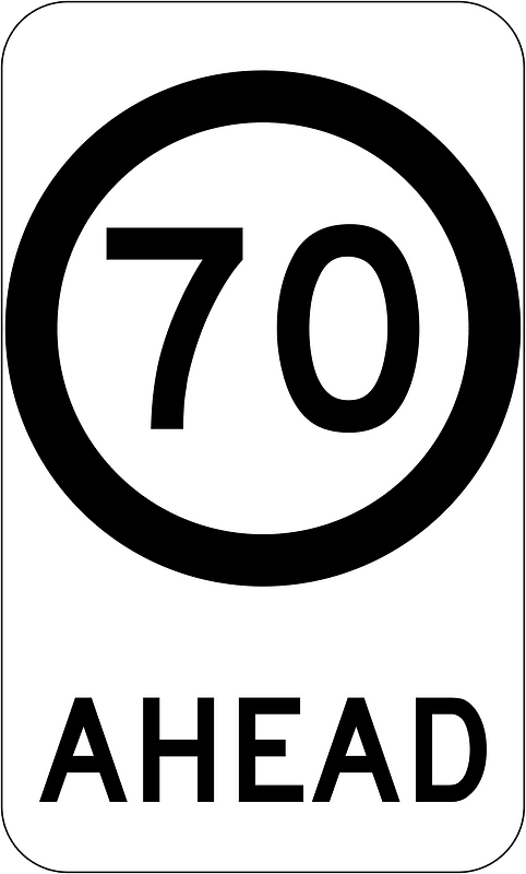 (G9-79) 70 km/h Speed Limit Ahead