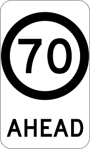 (G9-79) 70 km/h Speed Limit Ahead