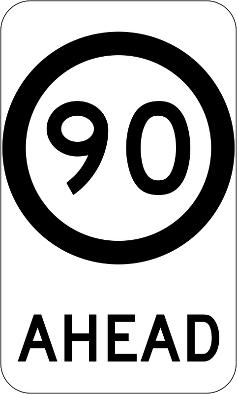 (G9-79) 90 km/h Speed Limit Ahead