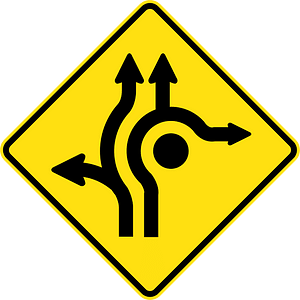 (MR-WDAD-5) Roundabout Directional Lanes (Used in Western Australia and Darwin, Northern Territory)