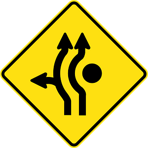 (MR-WDAD-6) Roundabout Directional Lanes (Used in Western Australia and Darwin, Northern Territory)