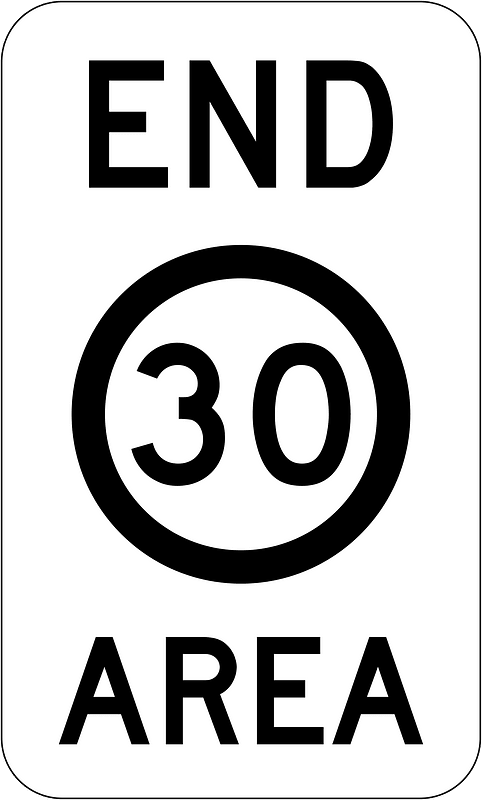 (R4-11) End of 30 km/h Speed Limit Zone Area
