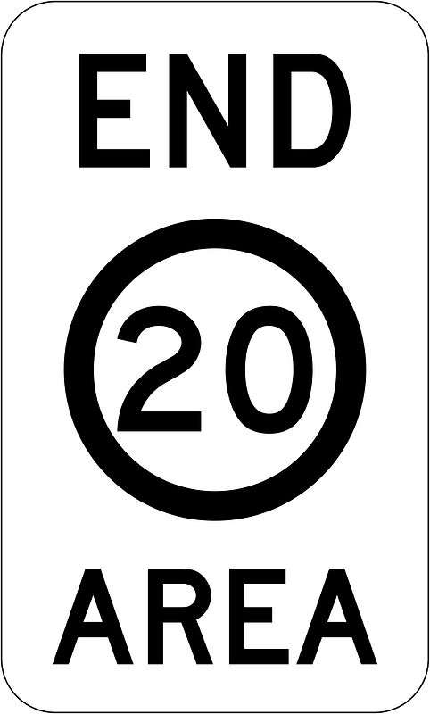 (R4-11) End of 20 km/h Speed Limit Zone Area