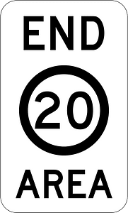 (R4-11) End of 20 km/h Speed Limit Zone Area