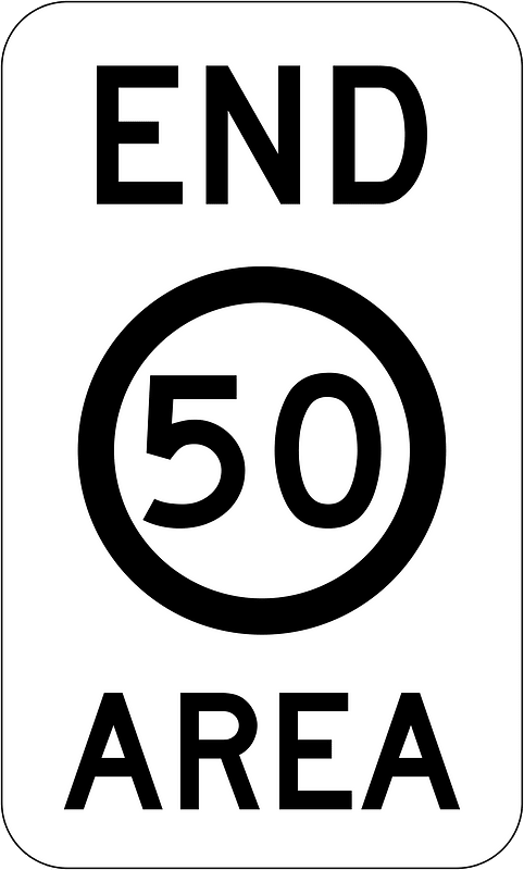 (R4-11) End of 50 km/h Speed Limit Zone Area