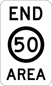 (R4-11) End of 50 km/h Speed Limit Zone Area