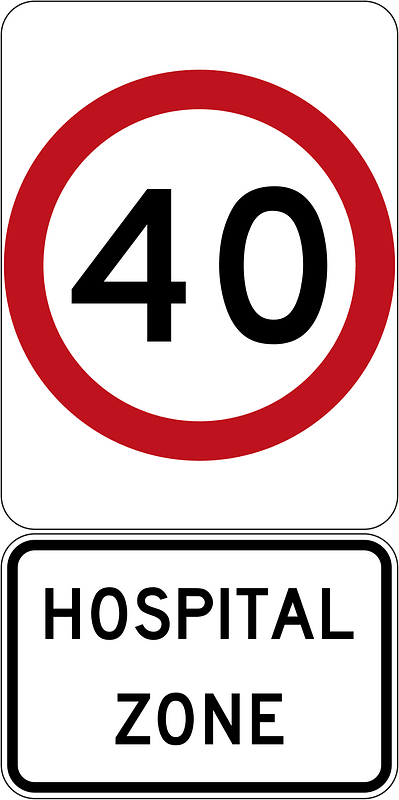 Hospital Zone Speed Limit (Used in Queensland)