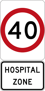 Hospital Zone Speed Limit (Used in Queensland)