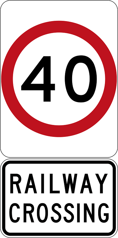 Railway Crossing Speed Limit (Used in New South Wales)