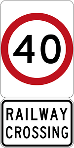 Railway Crossing Speed Limit (Used in New South Wales)