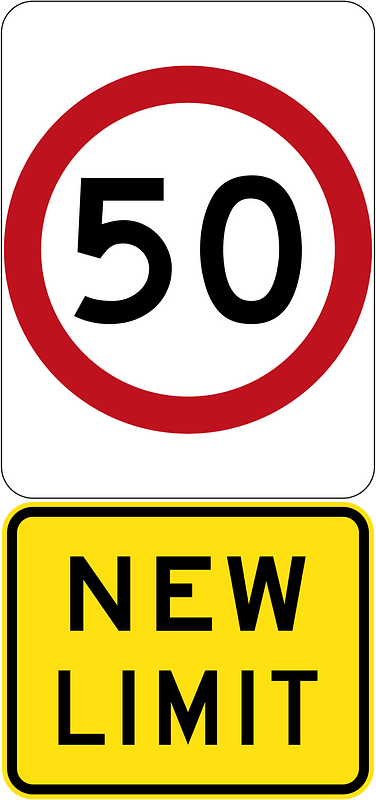 New 50 km/h Speed Limit (Used in Victoria)