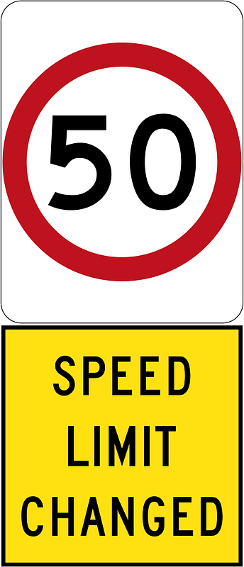 New 50 km/h Speed Limit (Used in South Australia)