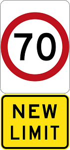 New 70 km/h Speed Limit (Used in Victoria)