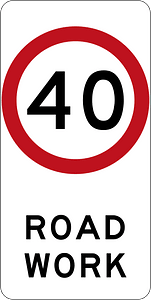 (R4-212) 40 km/h Roadwork Speed Limit (Used in New South Wales)