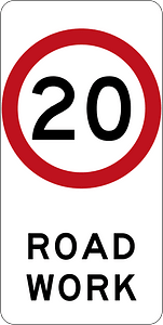 (R4-212) 20 km/h Roadwork Speed Limit (Used in New South Wales)