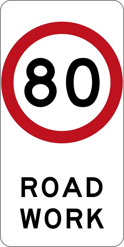 (R4-212) 80 km/h Roadwork Speed Limit (Used in New South Wales)
