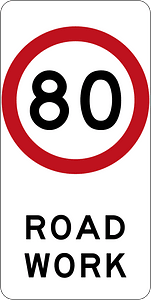 (R4-212) 80 km/h Roadwork Speed Limit (Used in New South Wales)
