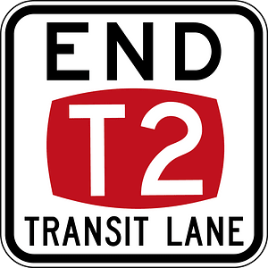 (R7-9-1) End of T2 Transit Lane