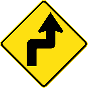 (W1-2) Reverse curve greater than 60 degrees, first to right