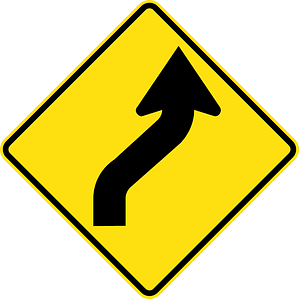 (W1-4) Reverse curve less than 60 degrees, first to right