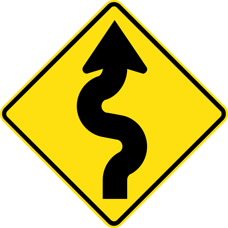(W1-5) Series of curves ahead, first to right