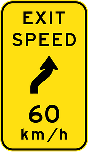 (W1-9-4) Exit advisory speed with reverse curve, first to right