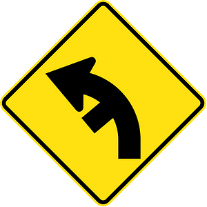 (W2-10) Side road intersection from left on a curve on left