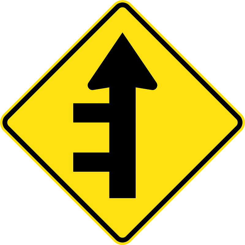(W2-13) Double side road intersections from left