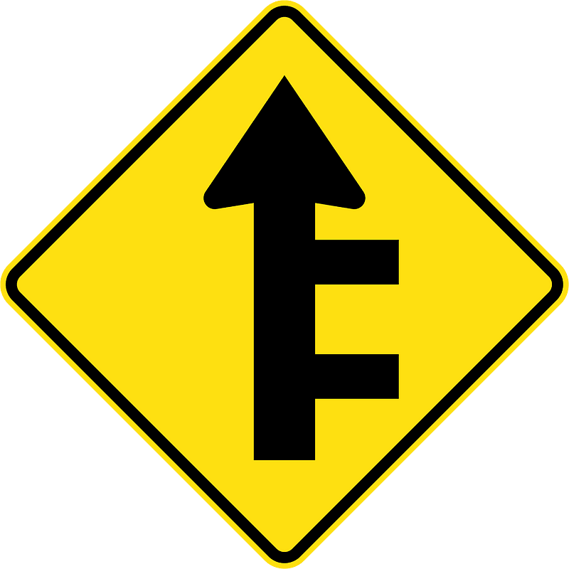 (W2-13) Double side road intersections from right