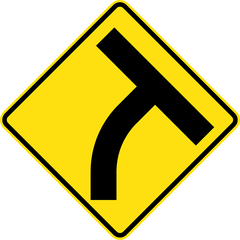 (W2-14) T-junction beyond a curve on right