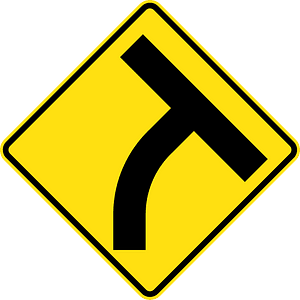 (W2-14) T-junction beyond a curve on right