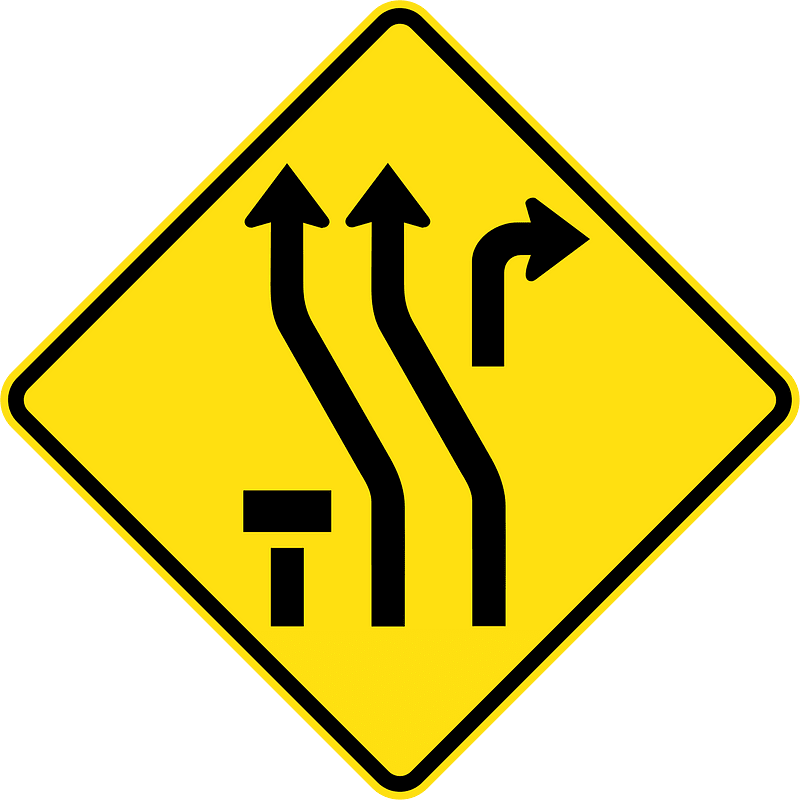 (W4-Q01) S-lane (Sign placed before the lane ends) (Used in Queensland)