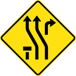 (W4-Q01) S-lane (Sign placed before the lane ends) (Used in Queensland)