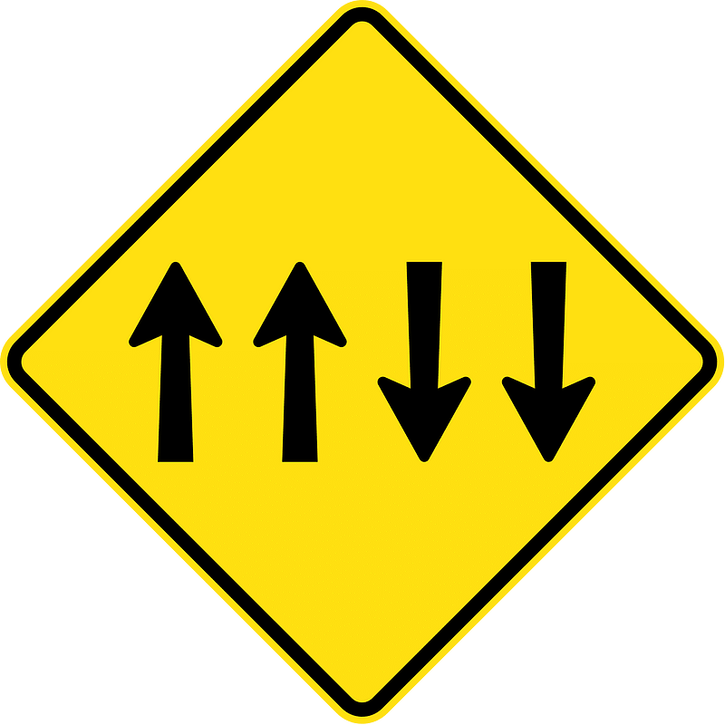 (W4-V102) Lane Allocation ahead (Four-way traffic) (Used in Victoria)